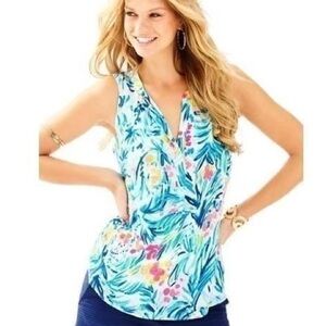 Lilly Pulitzer Stacey Sleeveless Blouse Serene Blue Tippy Top